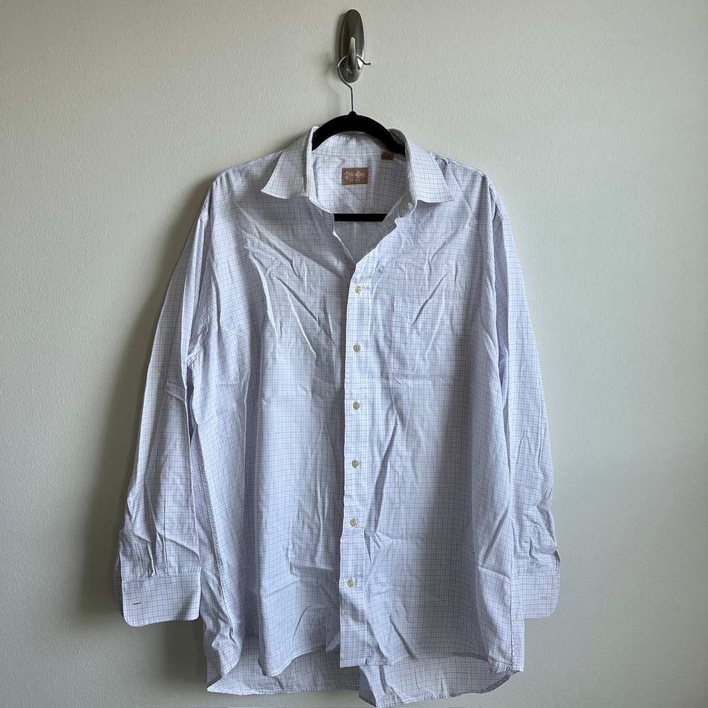 Gitman Bros Shirt Mens 17.5 34 Blue White Check Button Down Made USA Classic‎